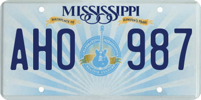 MS license plate AHO987