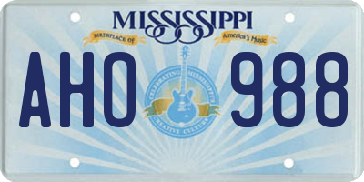 MS license plate AHO988