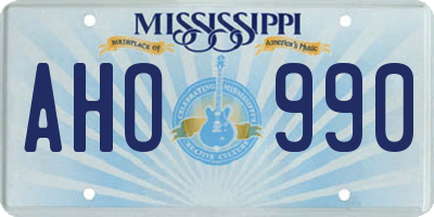 MS license plate AHO990