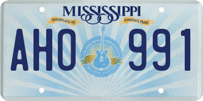 MS license plate AHO991