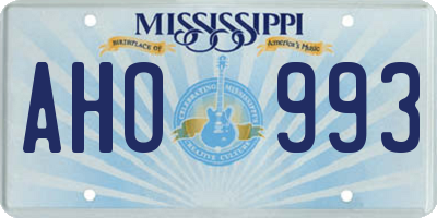 MS license plate AHO993