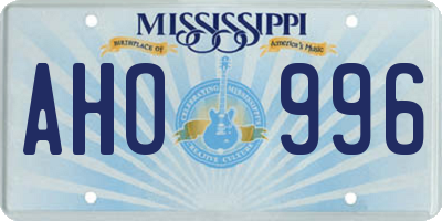 MS license plate AHO996