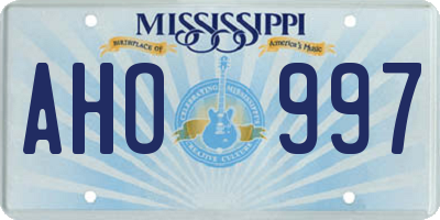 MS license plate AHO997