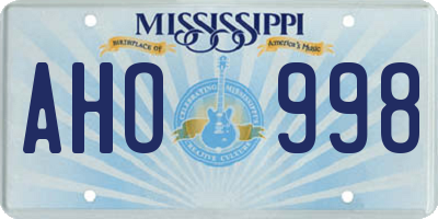 MS license plate AHO998