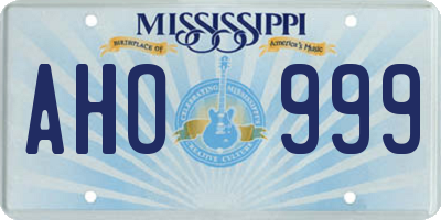 MS license plate AHO999