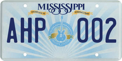 MS license plate AHP002