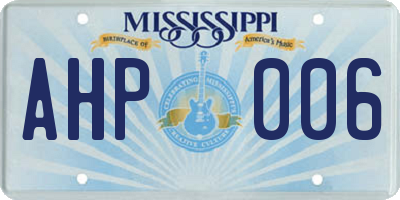 MS license plate AHP006