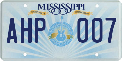MS license plate AHP007