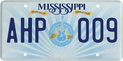 MS license plate AHP009