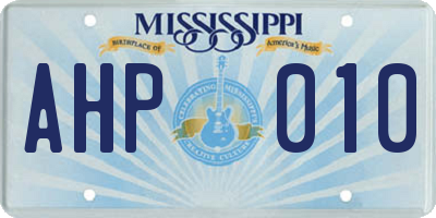 MS license plate AHP010