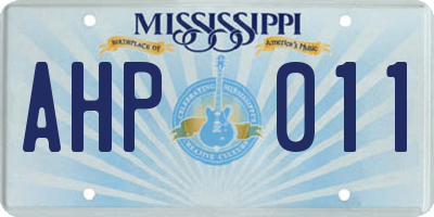MS license plate AHP011