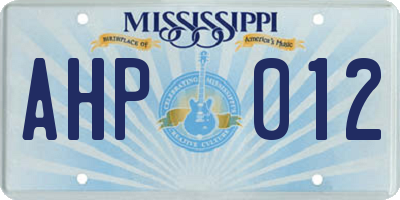 MS license plate AHP012