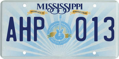 MS license plate AHP013