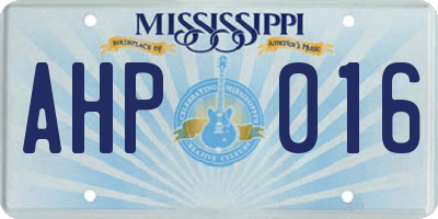 MS license plate AHP016