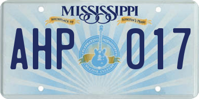MS license plate AHP017