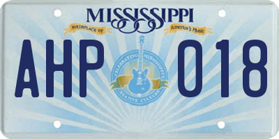 MS license plate AHP018