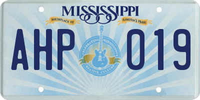 MS license plate AHP019
