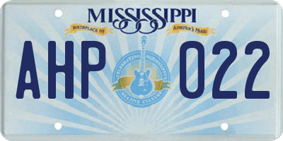 MS license plate AHP022