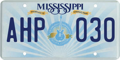 MS license plate AHP030