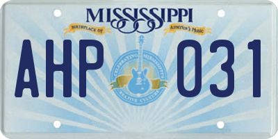MS license plate AHP031