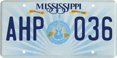 MS license plate AHP036