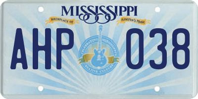 MS license plate AHP038
