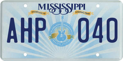 MS license plate AHP040
