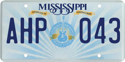 MS license plate AHP043