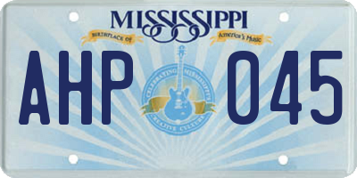 MS license plate AHP045