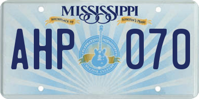 MS license plate AHP070