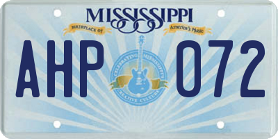 MS license plate AHP072