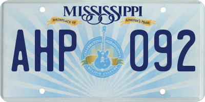 MS license plate AHP092