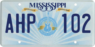 MS license plate AHP102