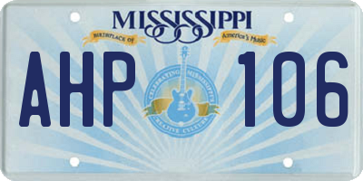 MS license plate AHP106