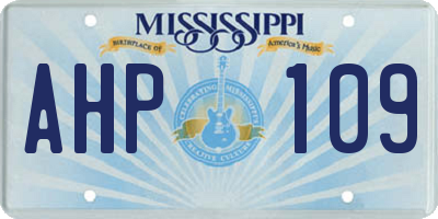 MS license plate AHP109