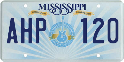 MS license plate AHP120