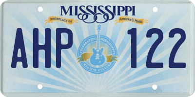 MS license plate AHP122