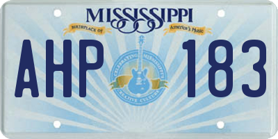 MS license plate AHP183