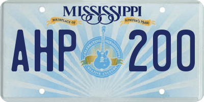 MS license plate AHP200