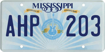 MS license plate AHP203