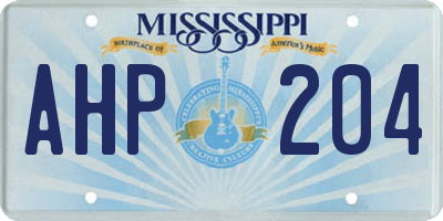 MS license plate AHP204