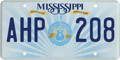 MS license plate AHP208