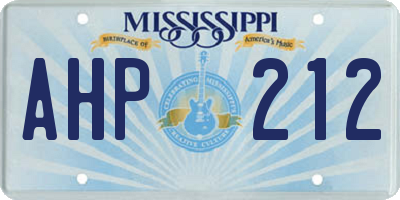 MS license plate AHP212