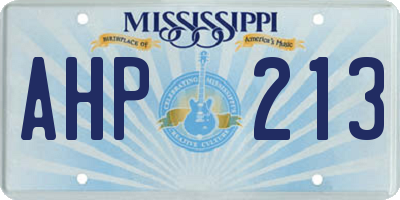 MS license plate AHP213