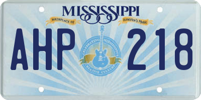 MS license plate AHP218