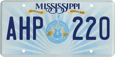 MS license plate AHP220