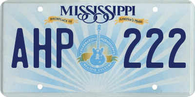 MS license plate AHP222