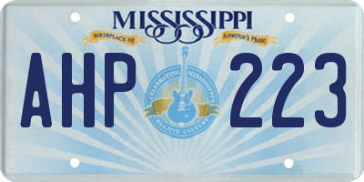 MS license plate AHP223
