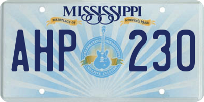 MS license plate AHP230