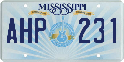 MS license plate AHP231